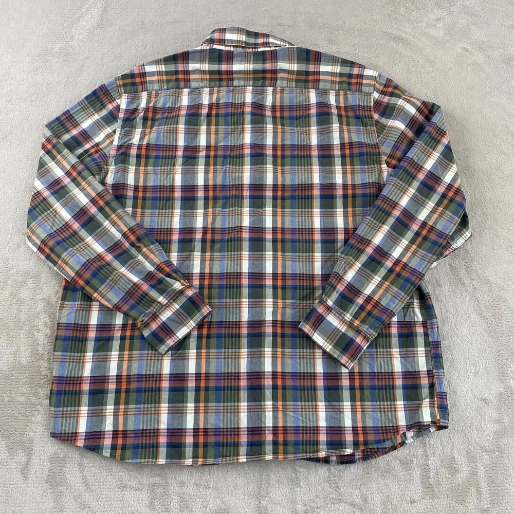 Banana Republic‎ Shirt Men XL Madras Plaid Untucked Long Sleeve Preppy Office